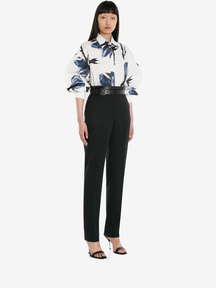 Fashion Alexander McQueen Women's Cotton Poplin Bellflower Shirt Blue
