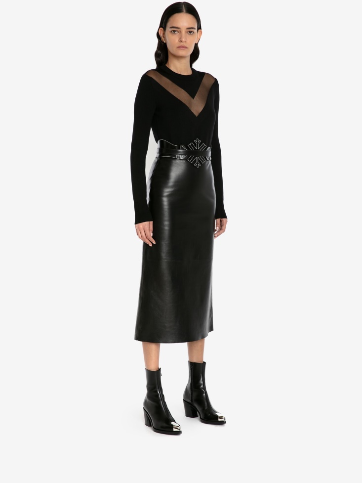 Black Fashion Alexander McQueen Women's Sheer Chevron Jumper