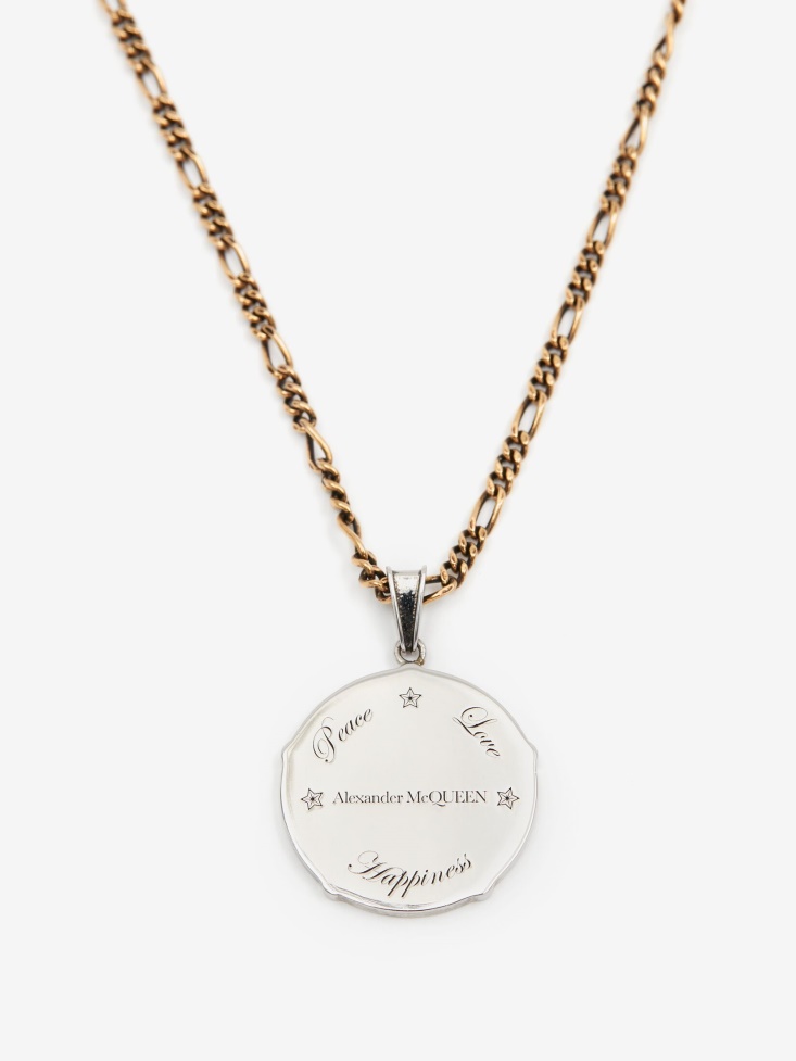 Fashion Alexander McQueen Women's Coin Medallion Necklace Antique Silver