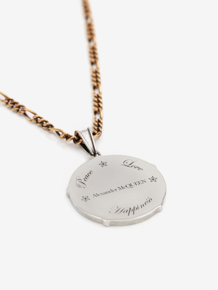 Fashion Alexander McQueen Women's Coin Medallion Necklace Antique Silver