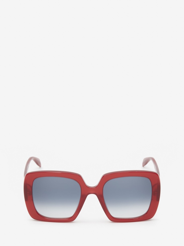 Women's Seal Logo Square Sunglasses Red Fashion Alexander McQueen