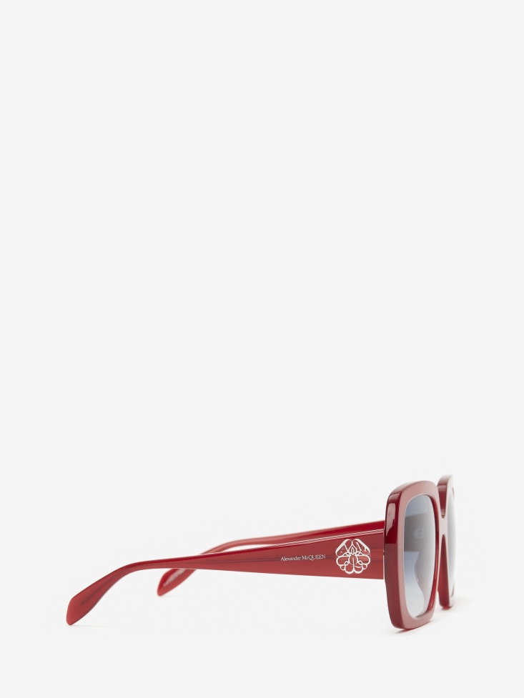 Women's Seal Logo Square Sunglasses Red Fashion Alexander McQueen