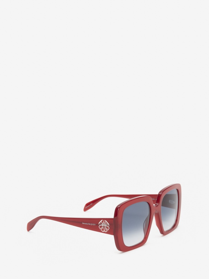 Women's Seal Logo Square Sunglasses Red Fashion Alexander McQueen