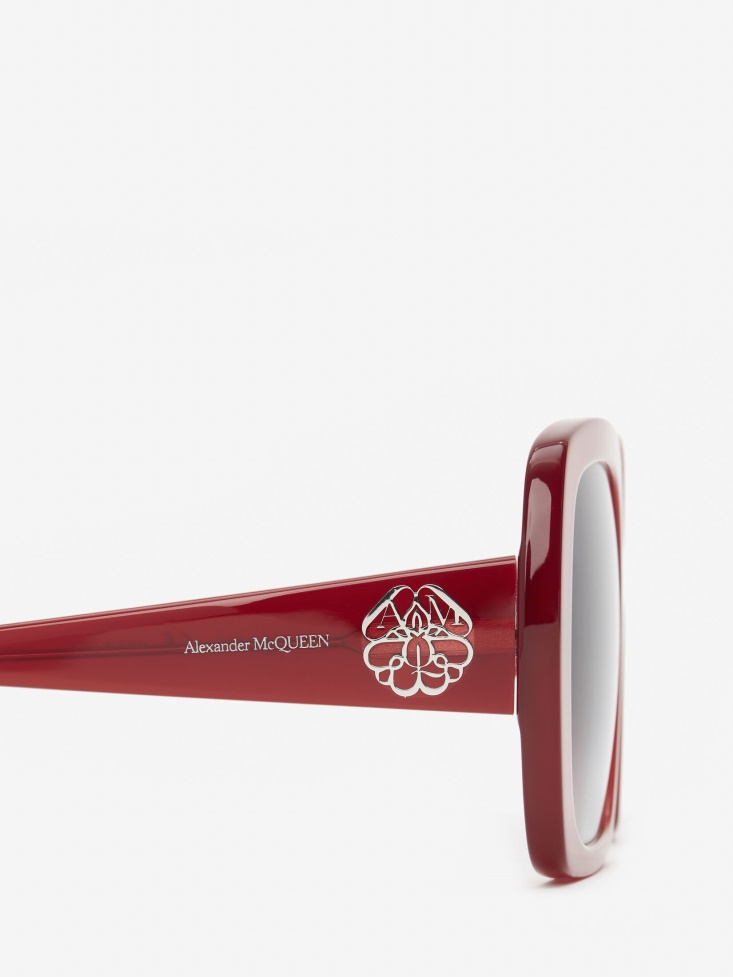 Women's Seal Logo Square Sunglasses Red Fashion Alexander McQueen