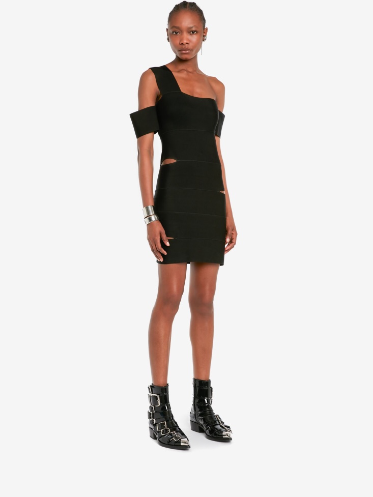 Black Women's Bandage Mini Dress Fashion Alexander McQueen