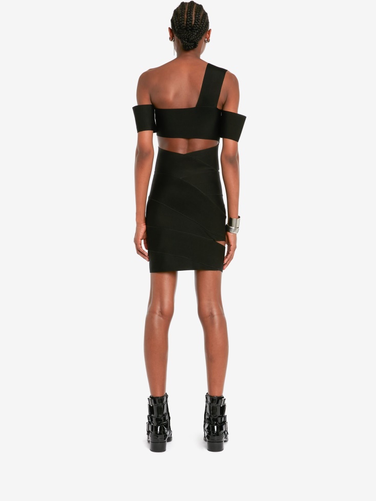 Black Women's Bandage Mini Dress Fashion Alexander McQueen
