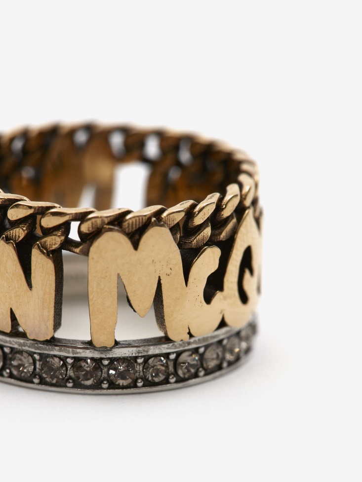 Fashion Alexander McQueen Antique Gold Women's in Graffiti Ring