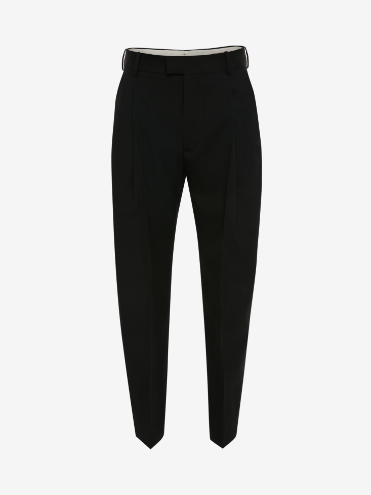 Fashion Alexander McQueen Men's Wool Pleat Trousers Navy
