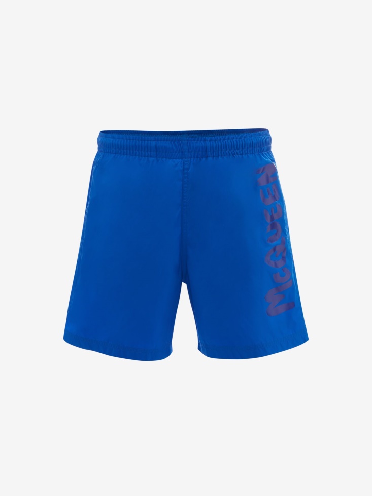 Royal/Blue Fashion Alexander McQueen Men's in Graffiti Swim Shorts