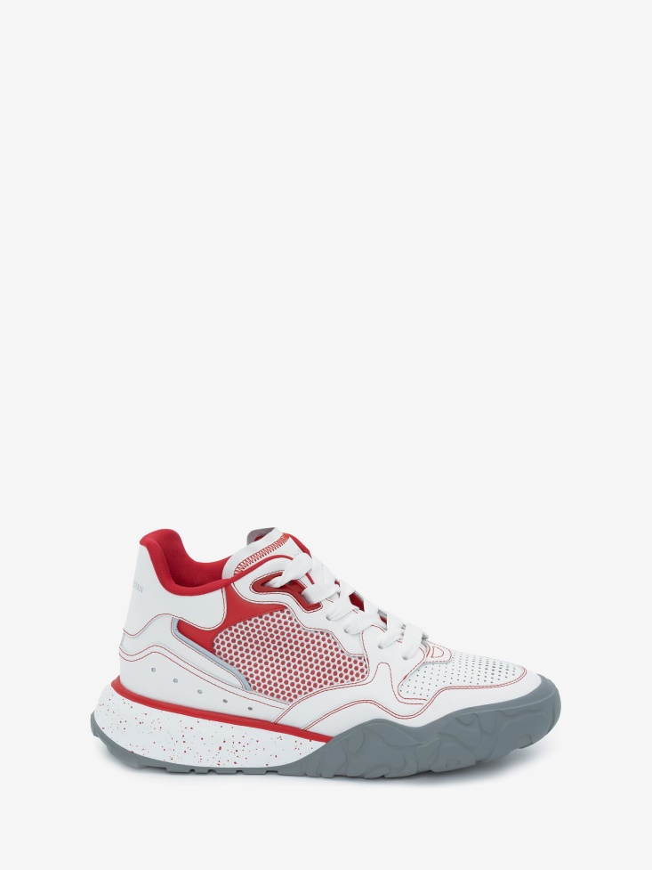Fashion Alexander McQueen White/Red Men's Court Trainer