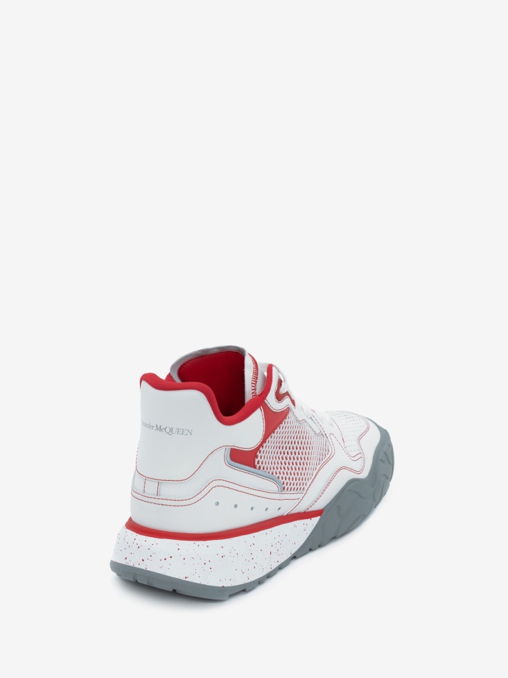Fashion Alexander McQueen White/Red Men's Court Trainer