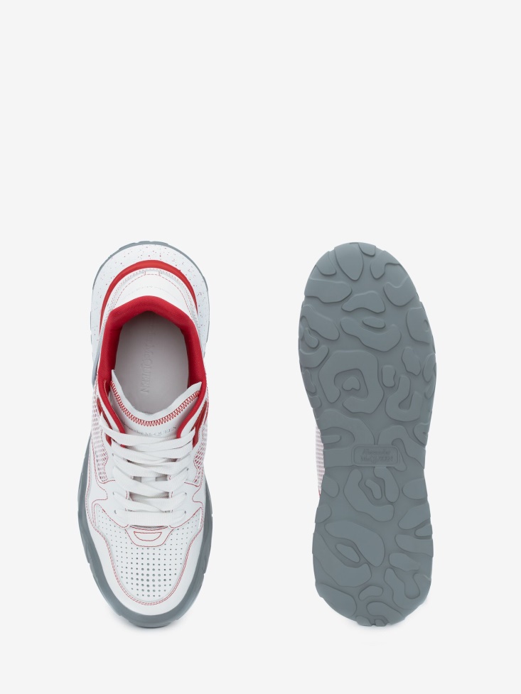 Fashion Alexander McQueen White/Red Men's Court Trainer