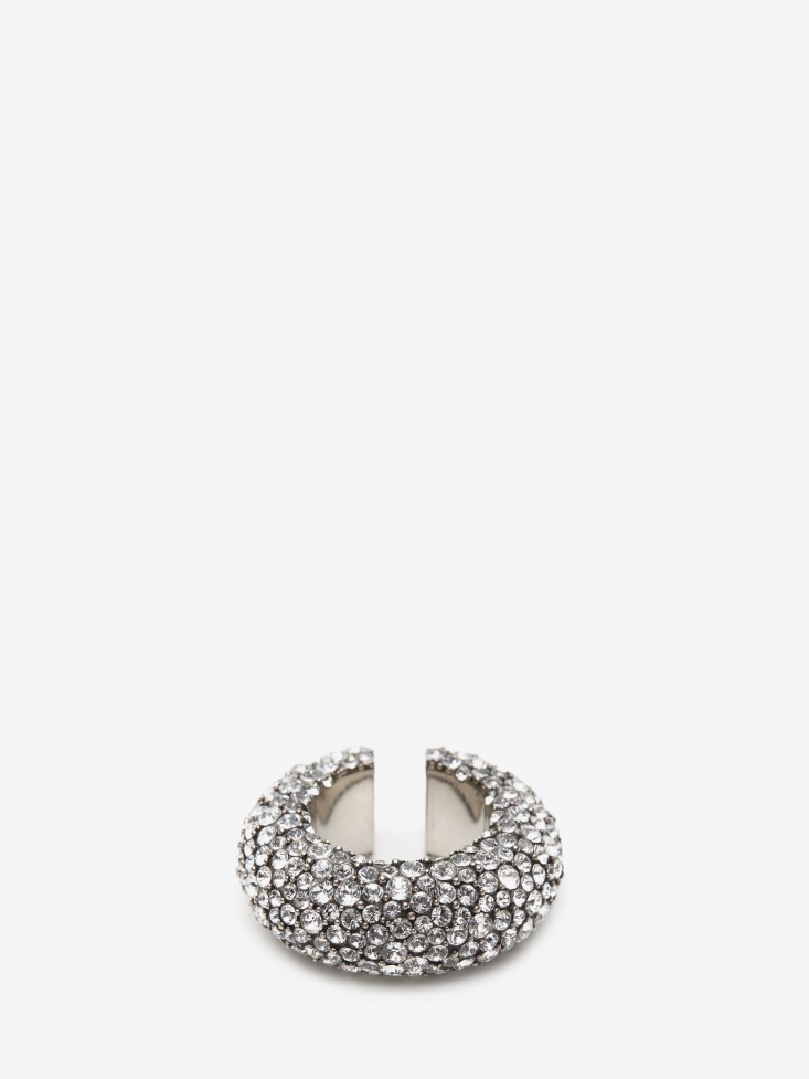 Women's Pave Chunky Single Hoop Ear Cuff Antique Silver Fashion Alexander McQueen