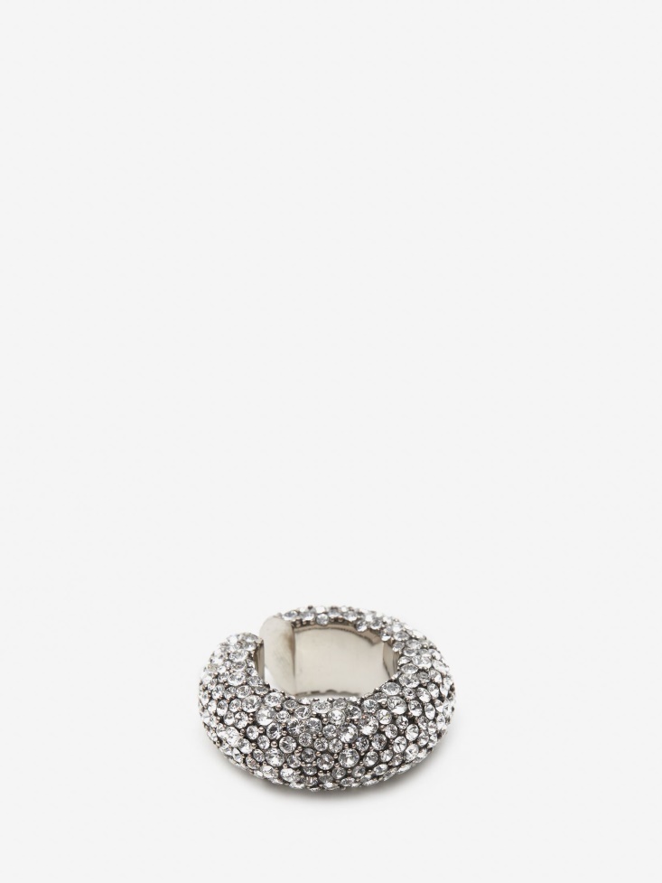 Women's Pave Chunky Single Hoop Ear Cuff Antique Silver Fashion Alexander McQueen