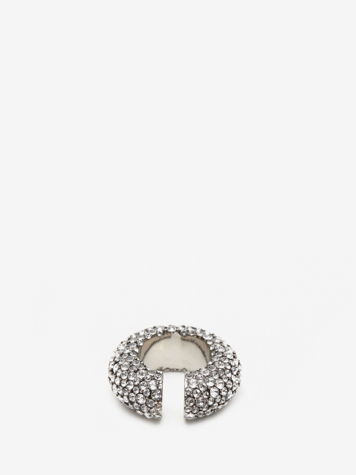 Women's Pave Chunky Single Hoop Ear Cuff Antique Silver Fashion Alexander McQueen