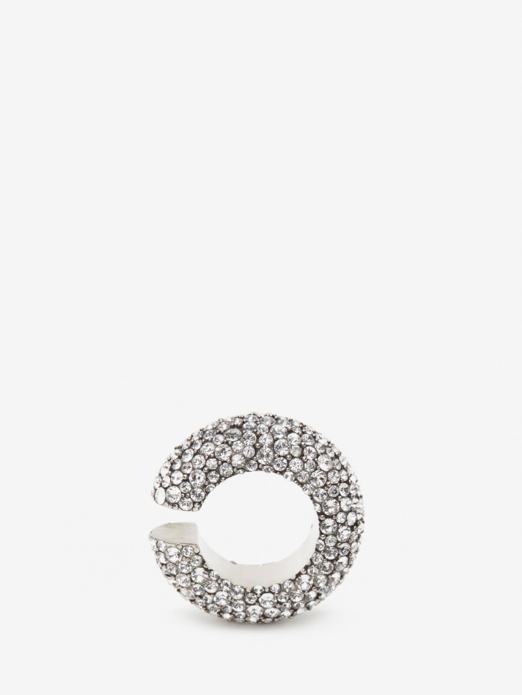 Women's Pave Chunky Single Hoop Ear Cuff Antique Silver Fashion Alexander McQueen