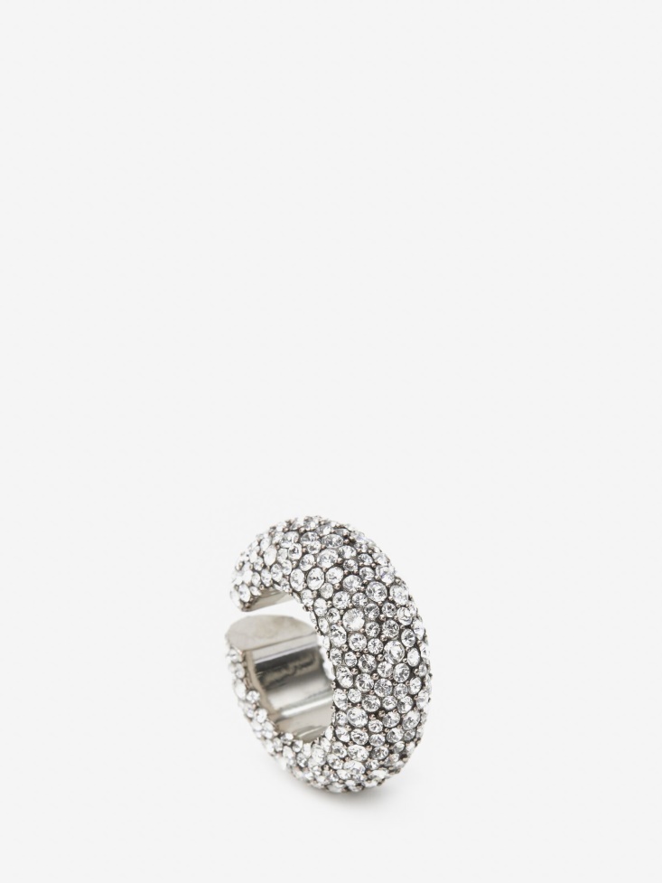 Women's Pave Chunky Single Hoop Ear Cuff Antique Silver Fashion Alexander McQueen