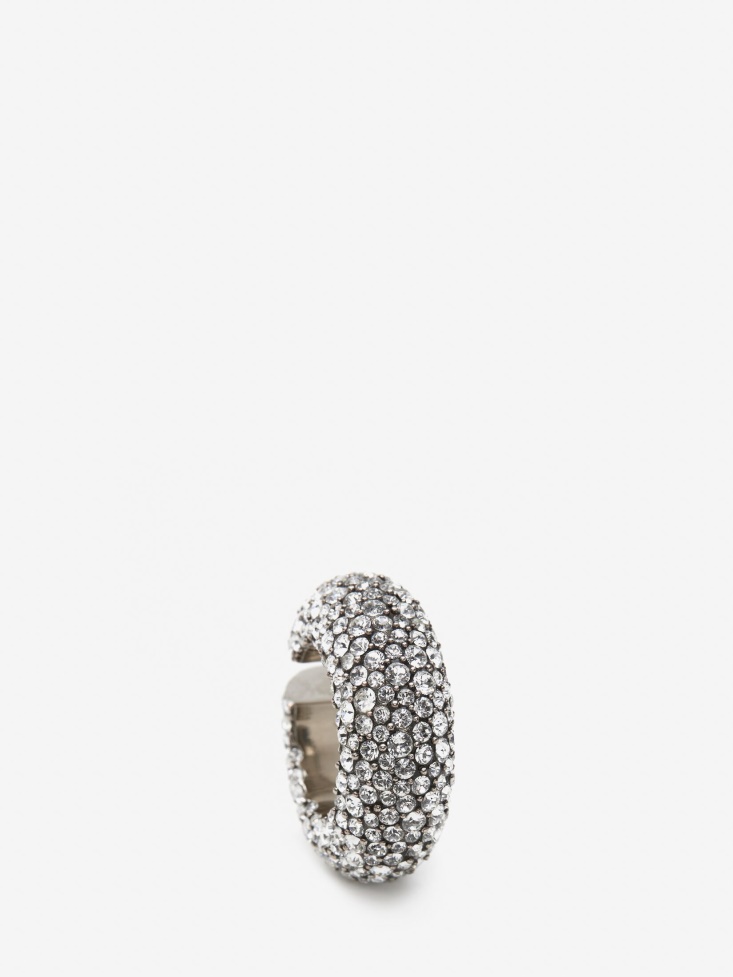 Women's Pave Chunky Single Hoop Ear Cuff Antique Silver Fashion Alexander McQueen