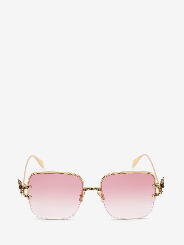 Gold/Red Women's Butterfly Jewelled Sunglasses Fashion Alexander McQueen