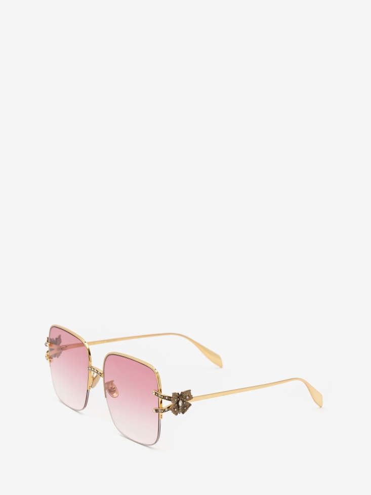 Gold/Red Women's Butterfly Jewelled Sunglasses Fashion Alexander McQueen