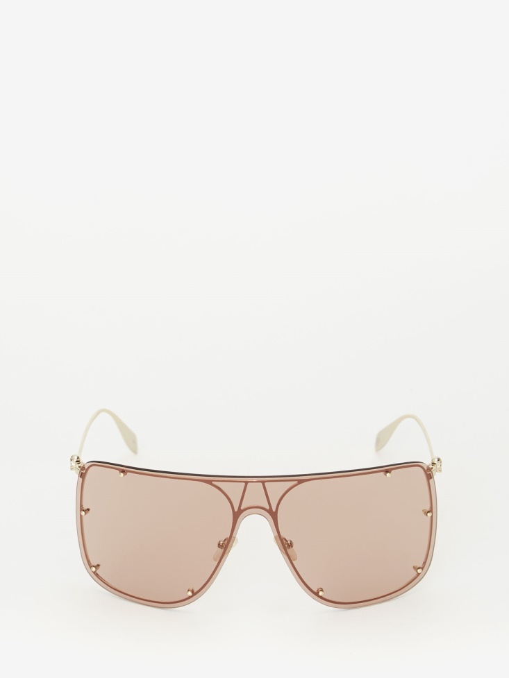 Fashion Alexander McQueen Gold/Brown Skull Mask Sunglasses