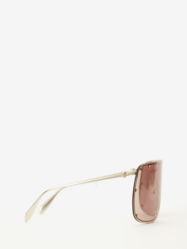 Fashion Alexander McQueen Gold/Brown Skull Mask Sunglasses