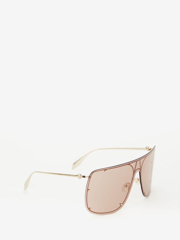 Fashion Alexander McQueen Gold/Brown Skull Mask Sunglasses