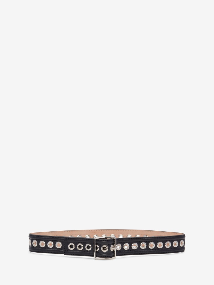 Women's Eyelet Medium Waist Belt Black Fashion Alexander McQueen