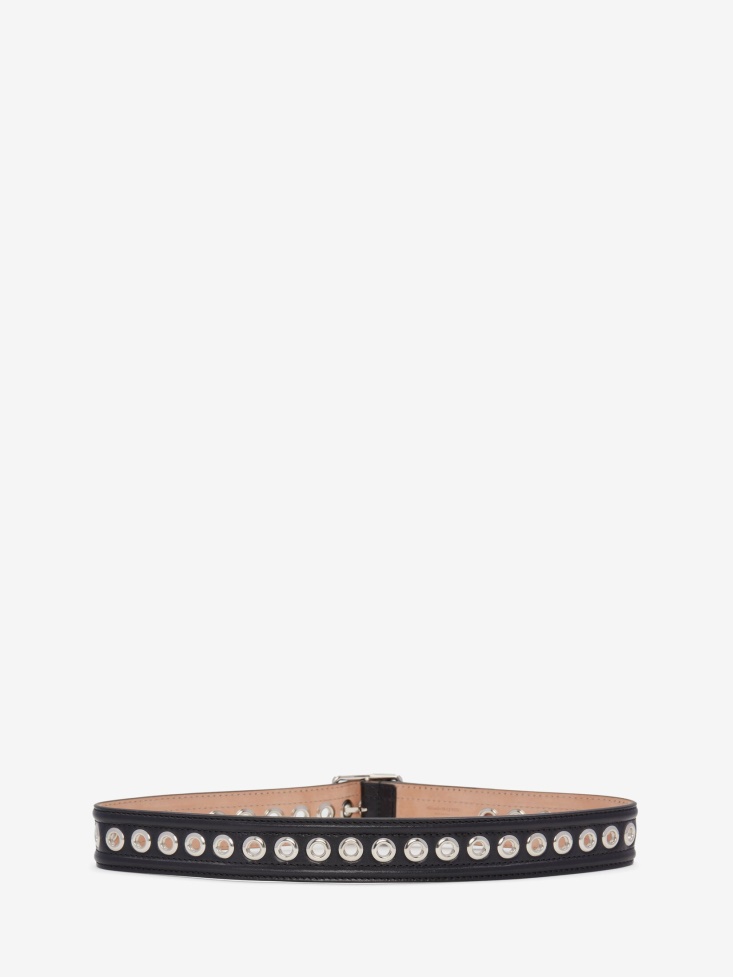 Women's Eyelet Medium Waist Belt Black Fashion Alexander McQueen