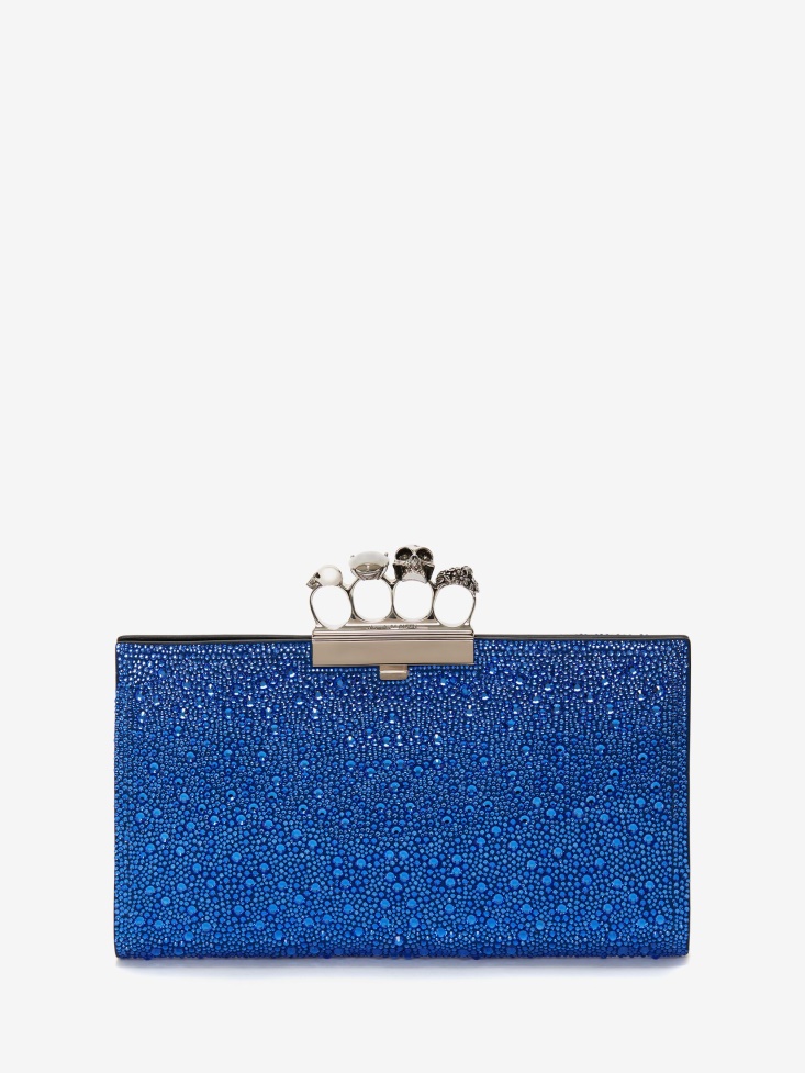 Women's Jewelled Flat Pouch Fashion Alexander McQueen Electric Blue