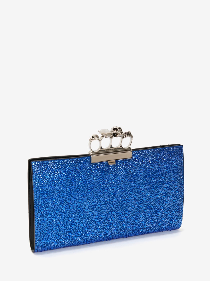 Women's Jewelled Flat Pouch Fashion Alexander McQueen Electric Blue