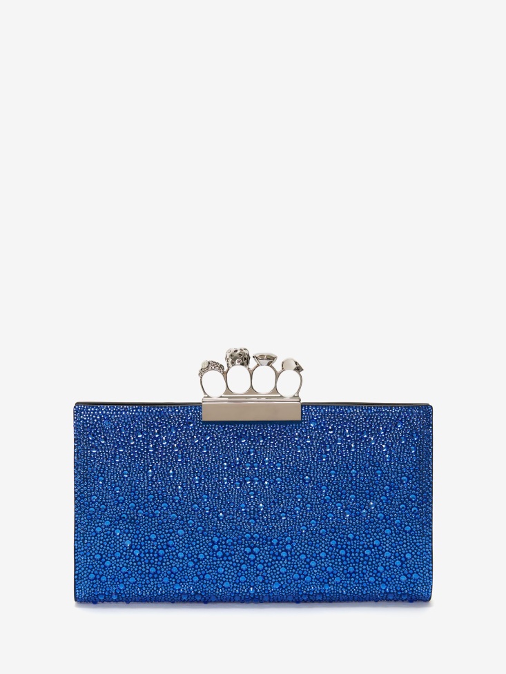Women's Jewelled Flat Pouch Fashion Alexander McQueen Electric Blue