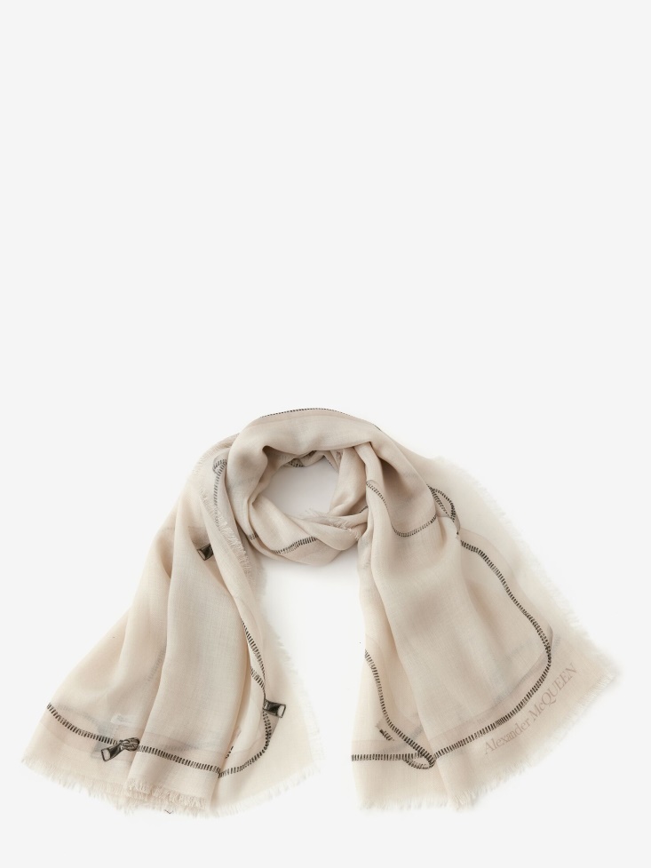 Ivory/Black Fashion Alexander McQueen Women's in Zip Scarf
