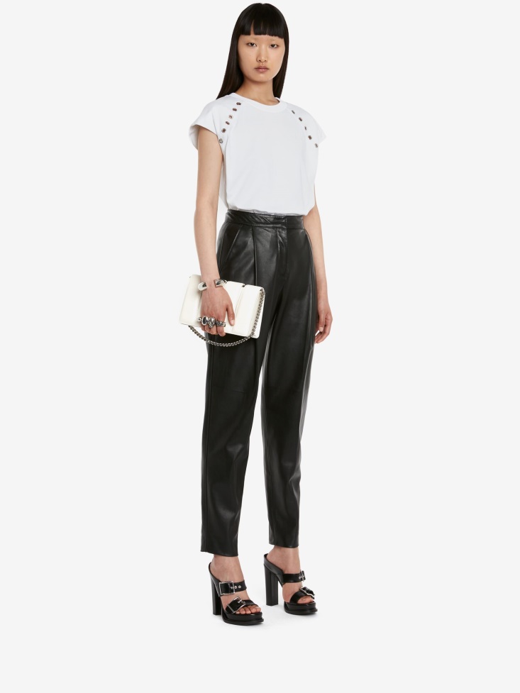 Fashion Alexander McQueen Optical White Women's Eyelet T-Shirt