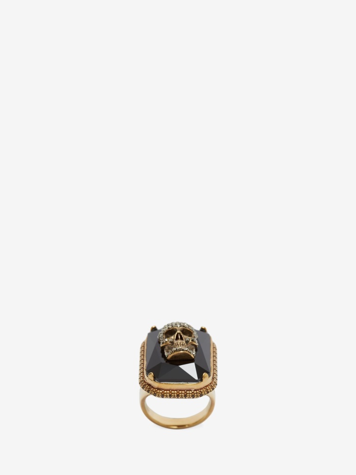 Fashion Alexander McQueen Men's Jewelled Skull Ring Gold