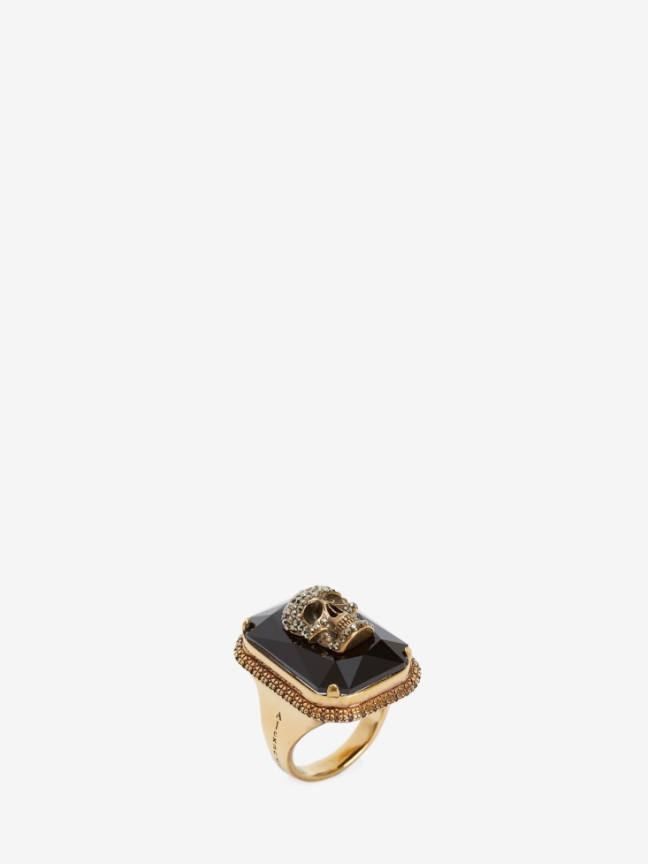 Fashion Alexander McQueen Men's Jewelled Skull Ring Gold