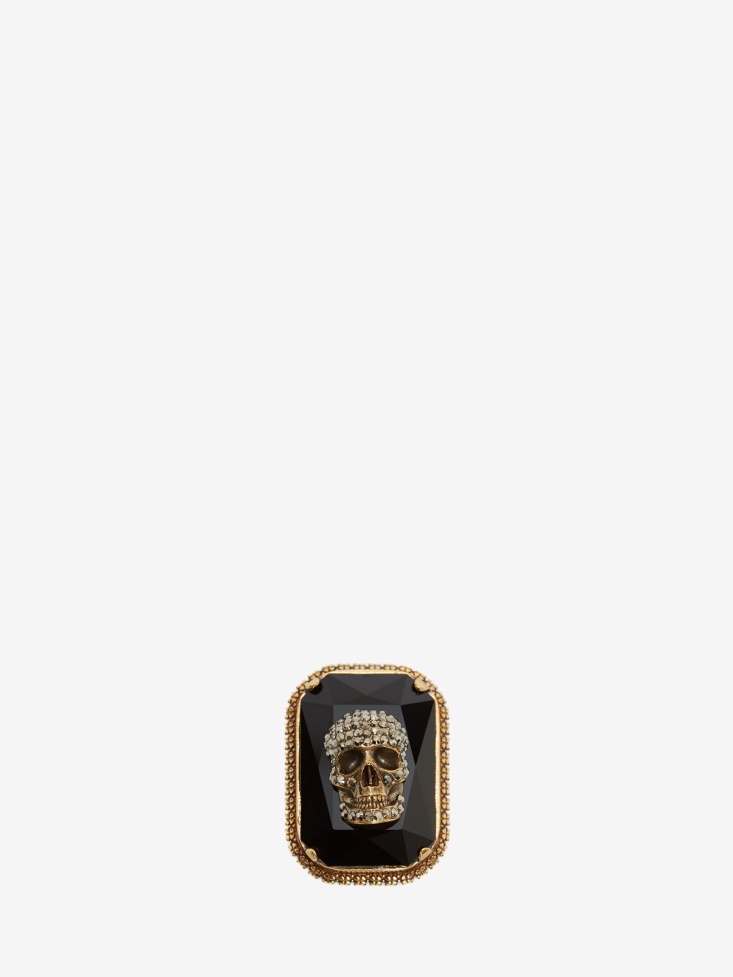 Fashion Alexander McQueen Men's Jewelled Skull Ring Gold