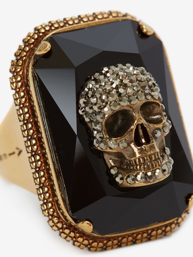 Fashion Alexander McQueen Men's Jewelled Skull Ring Gold