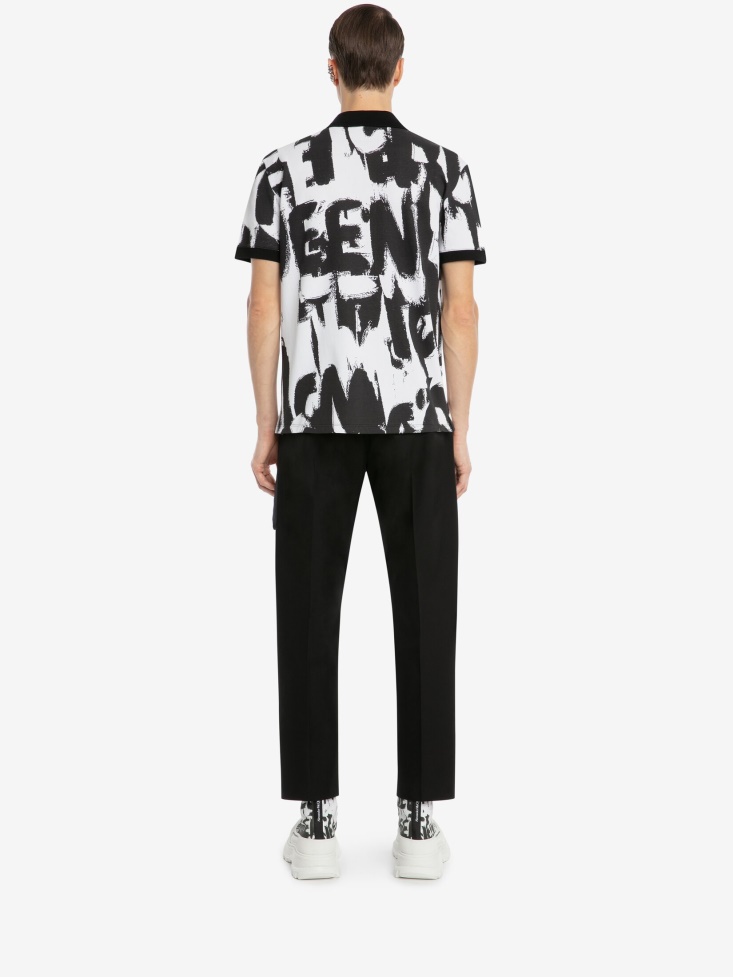 Men's in Graffiti Polo Shirt Fashion Alexander McQueen White/Black
