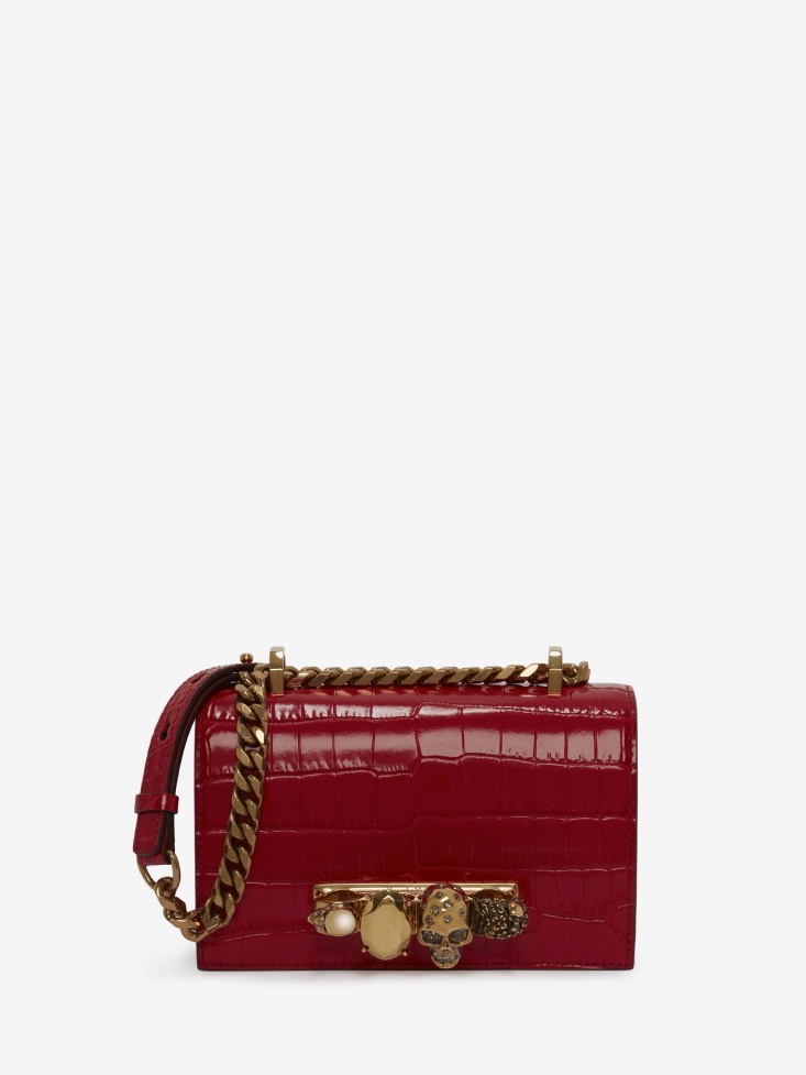 Deep Red Fashion Alexander McQueen Women's Mini Jewelled Satchel