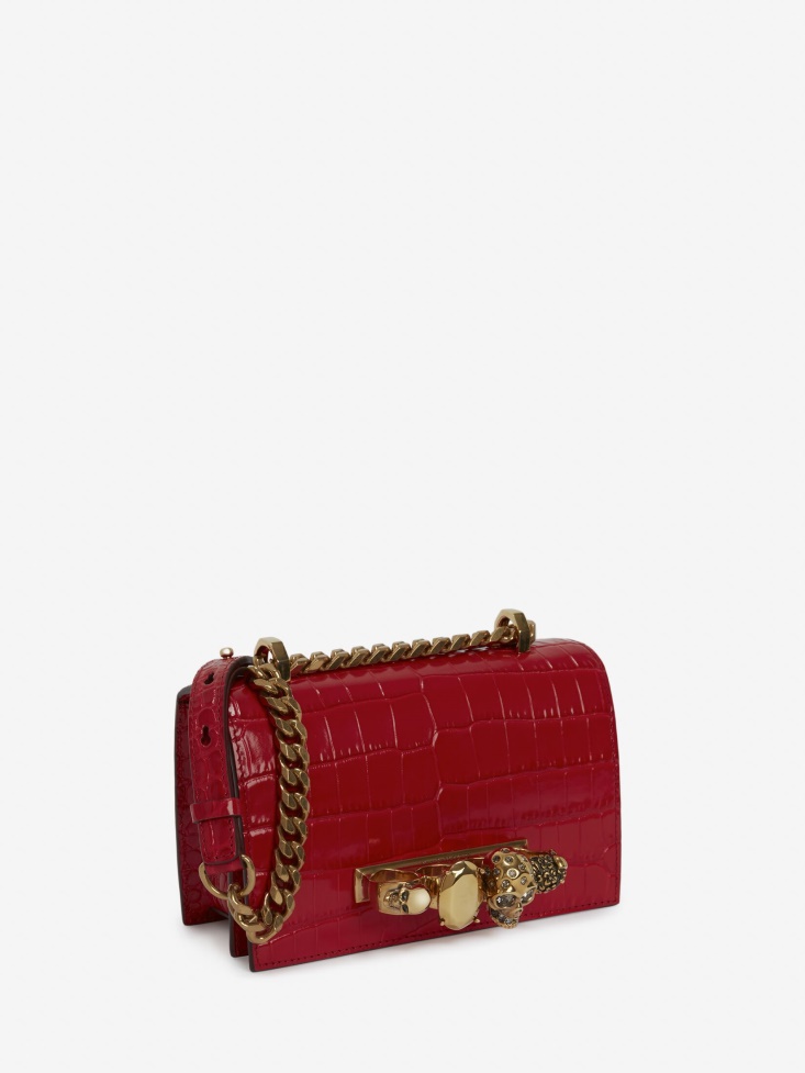 Deep Red Fashion Alexander McQueen Women's Mini Jewelled Satchel