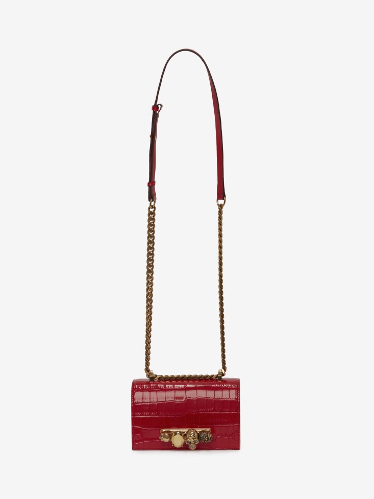 Deep Red Fashion Alexander McQueen Women's Mini Jewelled Satchel