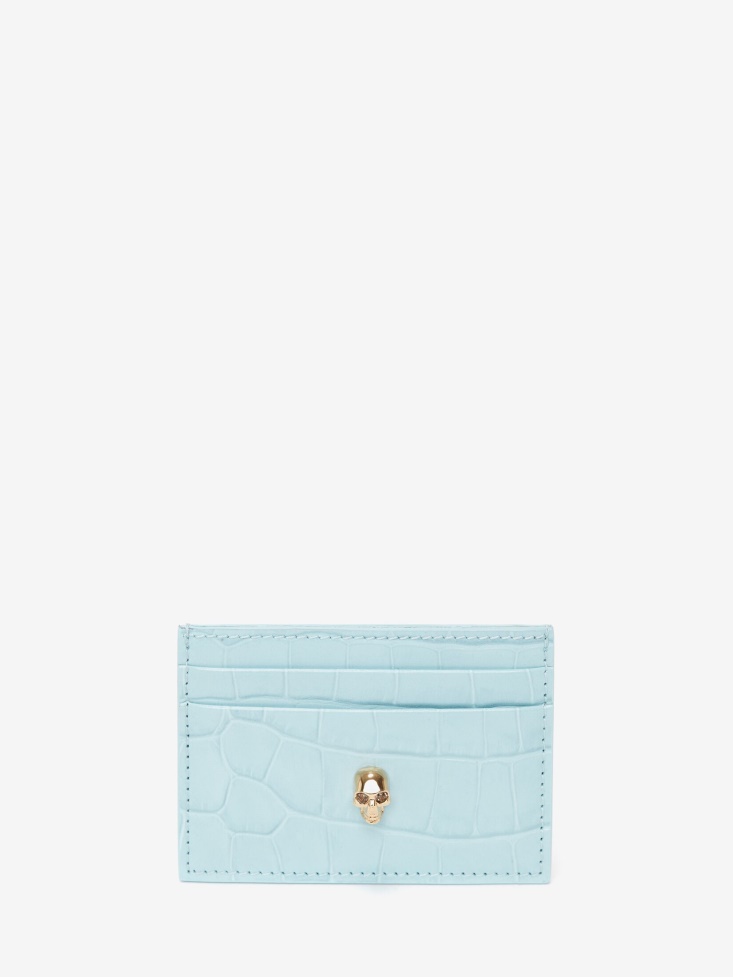 Fashion Alexander McQueen Light Blue Women's Skull Card Holder