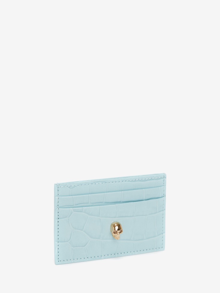 Fashion Alexander McQueen Light Blue Women's Skull Card Holder