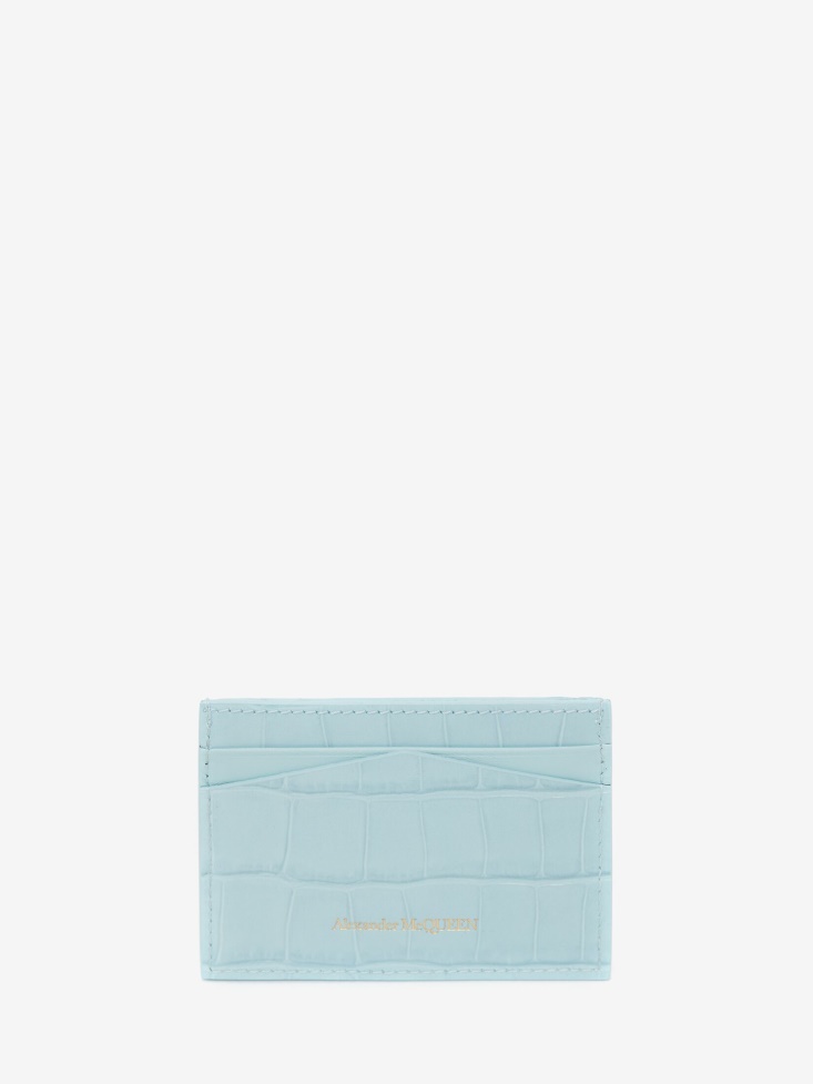 Fashion Alexander McQueen Light Blue Women's Skull Card Holder