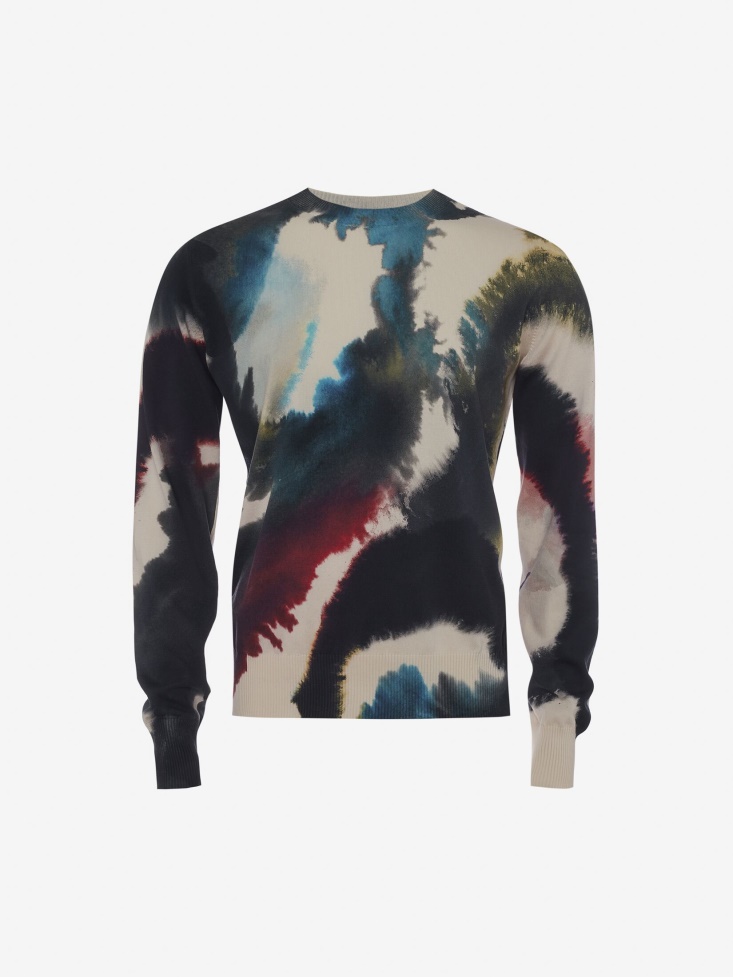 Putty Men's Watercolour Print Jumper Fashion Alexander McQueen