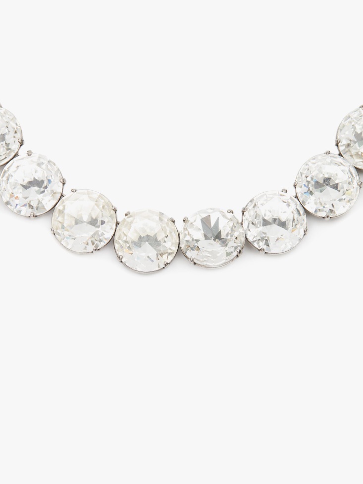Fashion Alexander McQueen Antique Silver Women's Crystal Riviera Choker