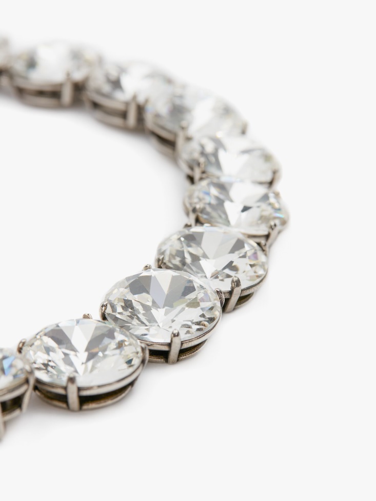 Fashion Alexander McQueen Antique Silver Women's Crystal Riviera Choker