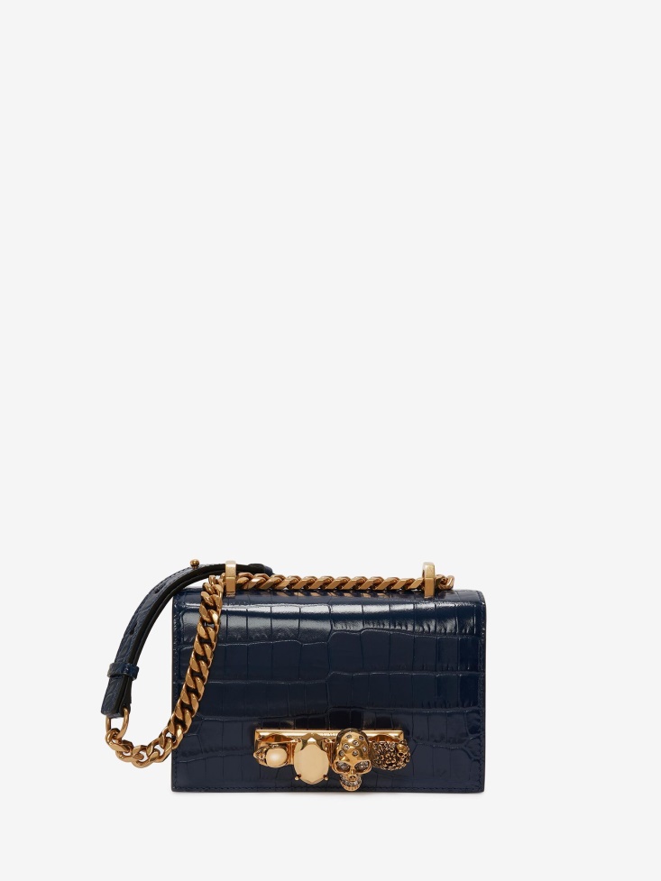 Fashion Alexander McQueen Women's Mini Jewelled Satchel Navy
