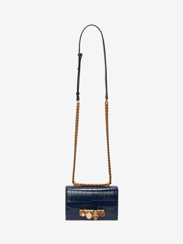 Fashion Alexander McQueen Women's Mini Jewelled Satchel Navy